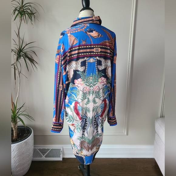 Her ..Bottari Blue Button-Up Shirt Dress Sz.L - Picture 6 of 14